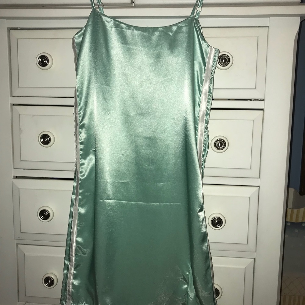 O MIGHTY BLUE SATIN DRESS
